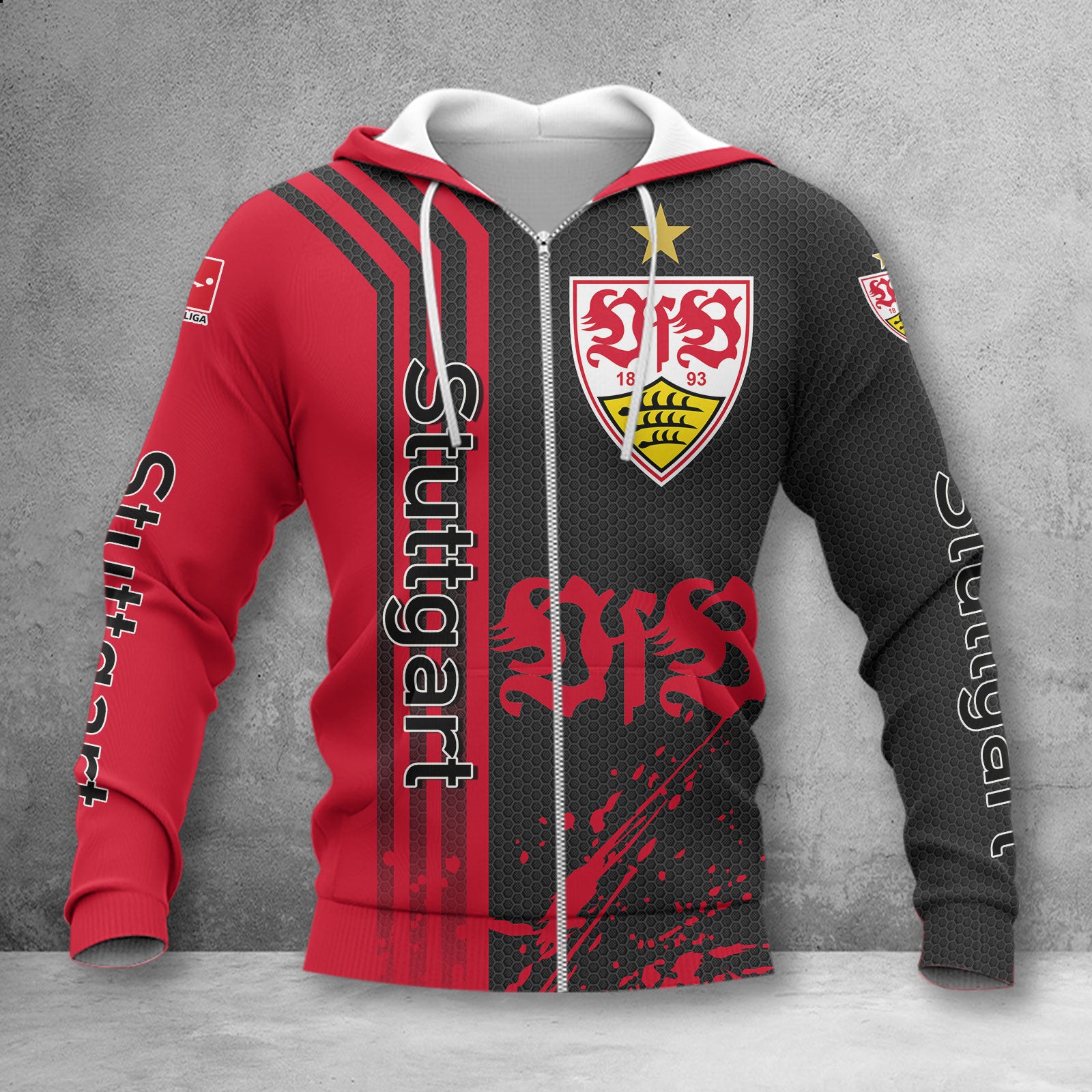 VfB Stuttgart Hoodie Zip Herren | VfB Kapuzenjacke mit Reißverschluss WINA2755