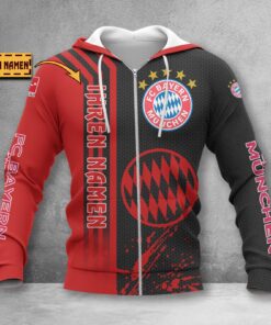 Bayern München Hoodie Zip Herren | FCB Kapuzenjacke mit Reißverschluss WINA3219