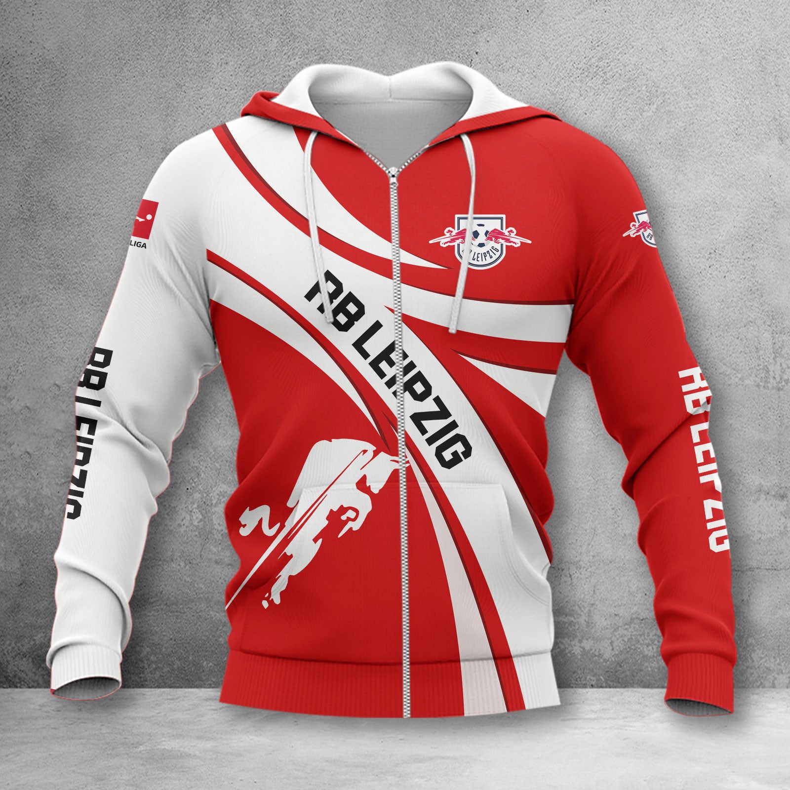 RB Leipzig Hoodie Zip Herren | RBL Kapuzenjacke mit Reißverschluss WINA2453