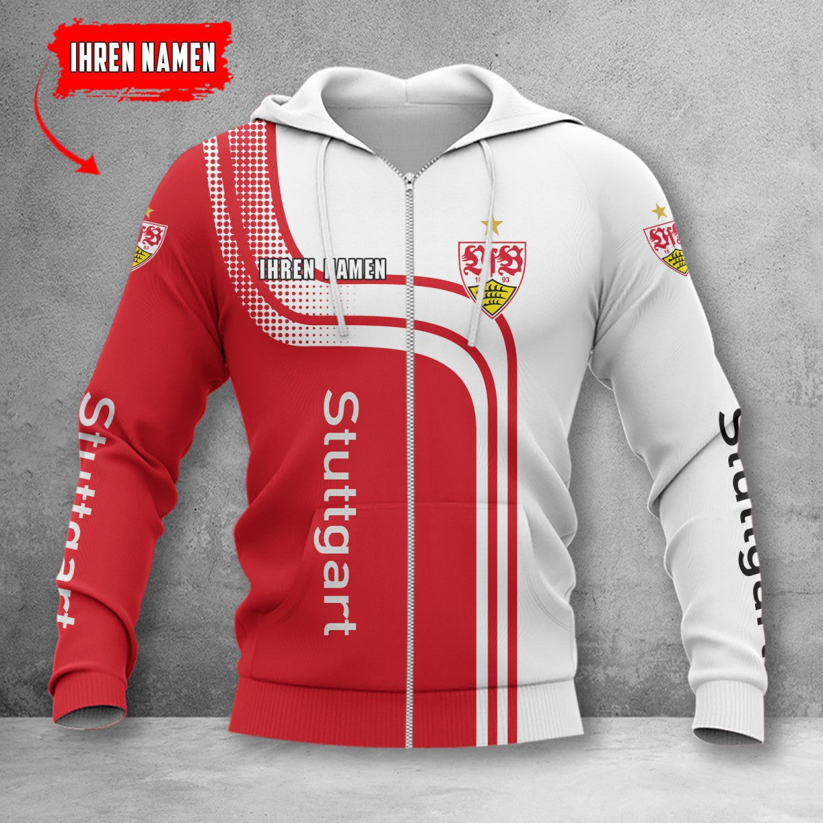 VfB Stuttgart Hoodie Zip Herren | VfB Kapuzenjacke mit Reißverschluss WINA60132
