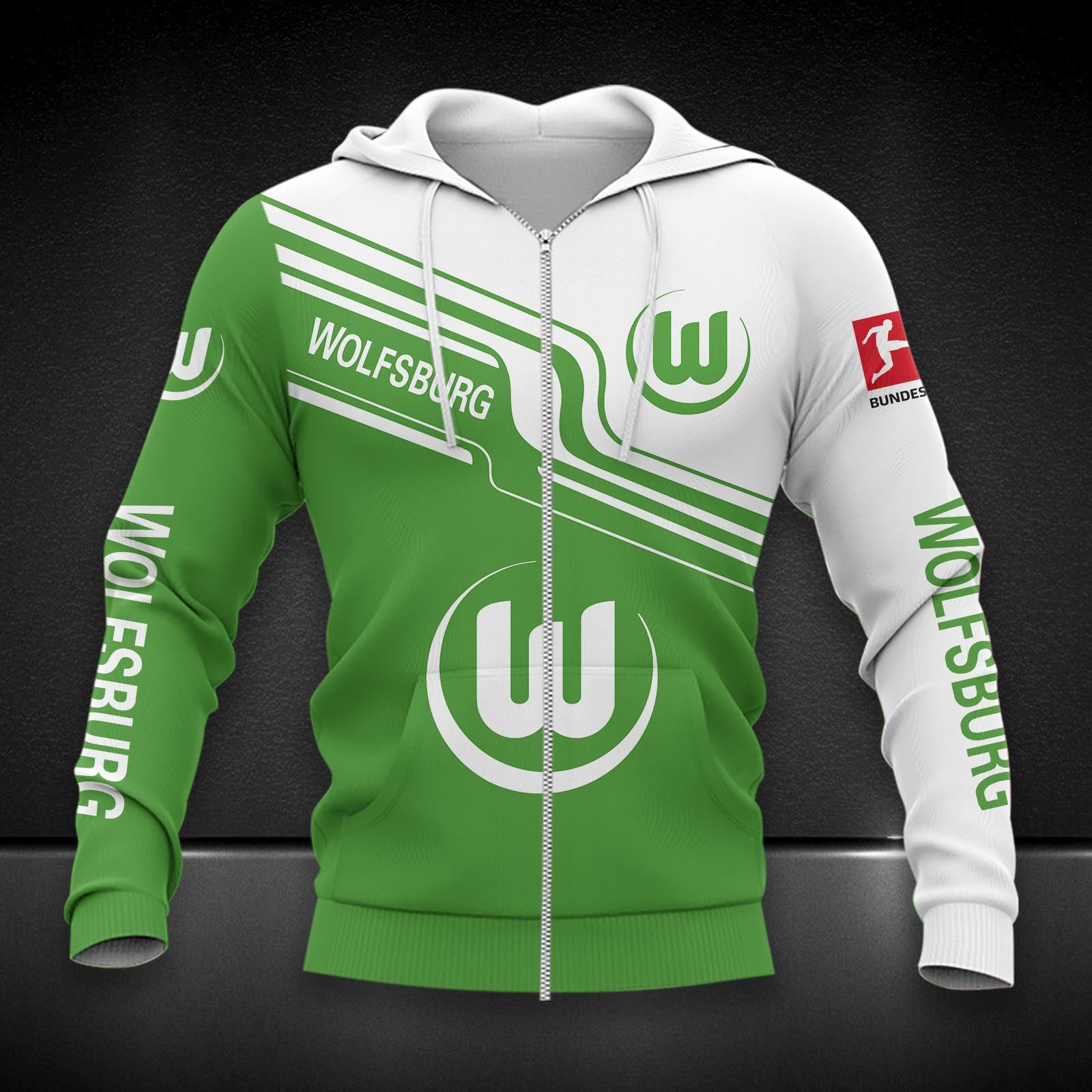 VfL Wolfsburg Hoodie Zip Herren | WOB Kapuzenjacke mit Reißverschluss DDQQA80228