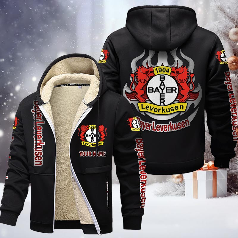 Bayer 04 Leverkusen Gefütterte Kapuzenjacke - B04 Samt Zip-Hoodie – Bild 3