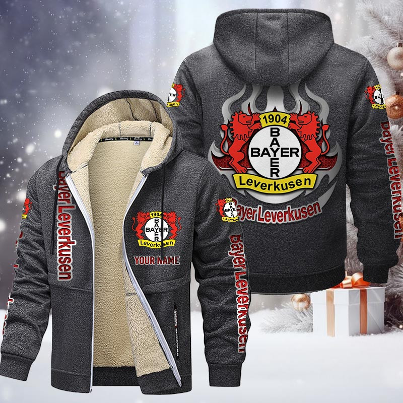 Bayer 04 Leverkusen Gefütterte Kapuzenjacke - B04 Samt Zip-Hoodie – Bild 5