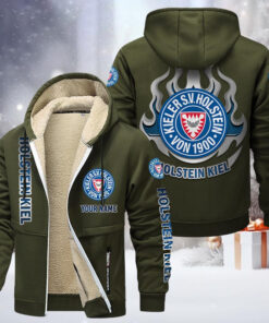 Holstein Kiel Gefütterte Kapuzenjacke - KSV Samt Zip-Hoodie