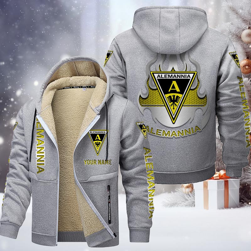 Alemannia Aachen Gefütterte Kapuzenjacke - AAC Samt Zip-Hoodie – Bild 6