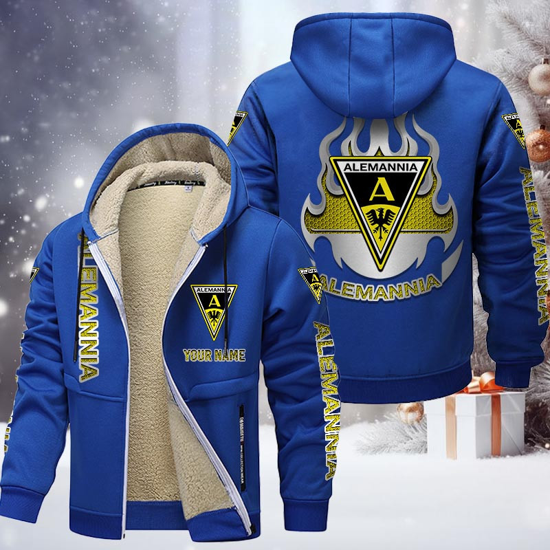 Alemannia Aachen Gefütterte Kapuzenjacke - AAC Samt Zip-Hoodie – Bild 8