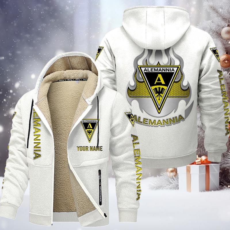 Alemannia Aachen Gefütterte Kapuzenjacke - AAC Samt Zip-Hoodie – Bild 9
