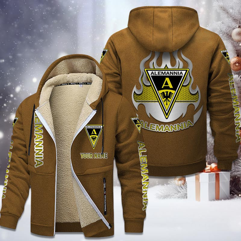 Alemannia Aachen Gefütterte Kapuzenjacke - AAC Samt Zip-Hoodie – Bild 4