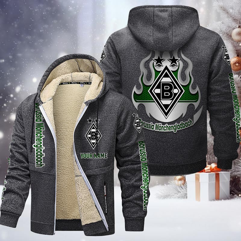 Borussia Monchengladbach Gefütterte Kapuzenjacke - BMG Samt Zip-Hoodie – Bild 5