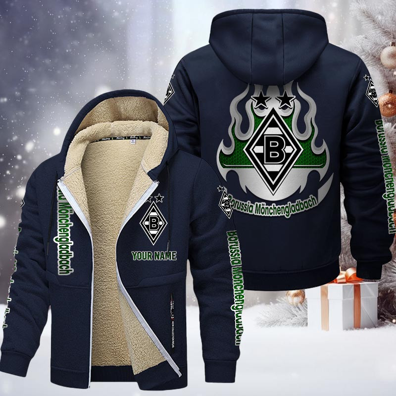 Borussia Monchengladbach Gefütterte Kapuzenjacke - BMG Samt Zip-Hoodie – Bild 7