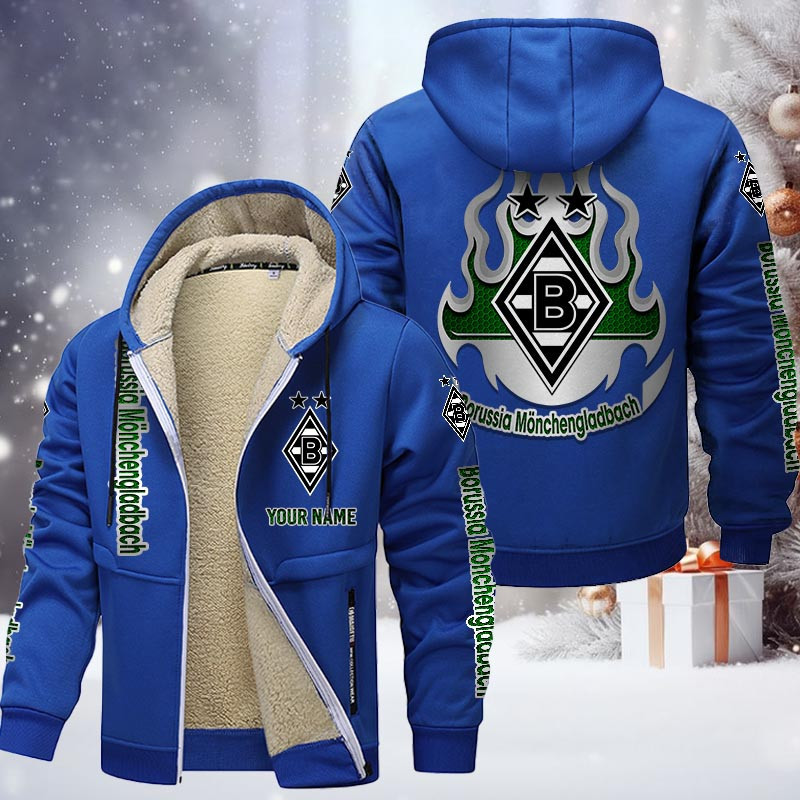 Borussia Monchengladbach Gefütterte Kapuzenjacke - BMG Samt Zip-Hoodie – Bild 8
