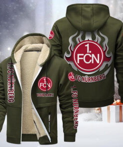 1. FC Nurnberg Gefütterte Kapuzenjacke - FCN Samt Zip-Hoodie