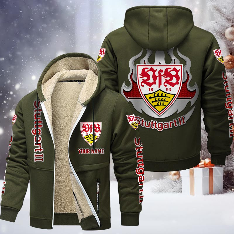 VfB Stuttgart II Gefütterte Kapuzenjacke - VFB Samt Zip-Hoodie