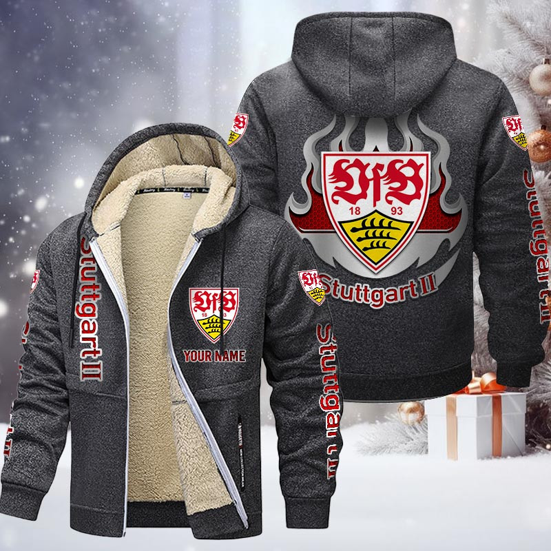 VfB Stuttgart II Gefütterte Kapuzenjacke - VFB Samt Zip-Hoodie – Bild 5