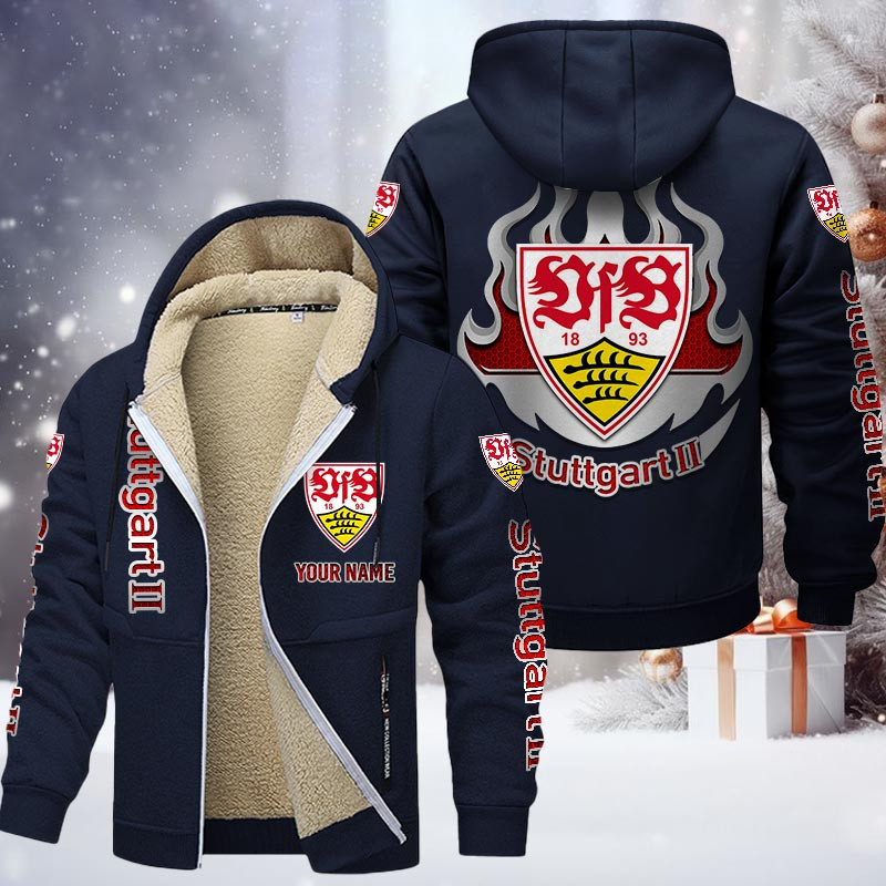 VfB Stuttgart II Gefütterte Kapuzenjacke - VFB Samt Zip-Hoodie – Bild 7